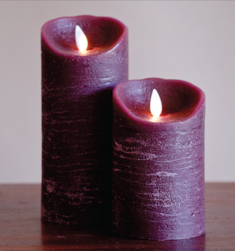 [LED 양초]FLAMELESS CANDLE BURGUNDY DISTRESSED - 진홍색 [5인치]